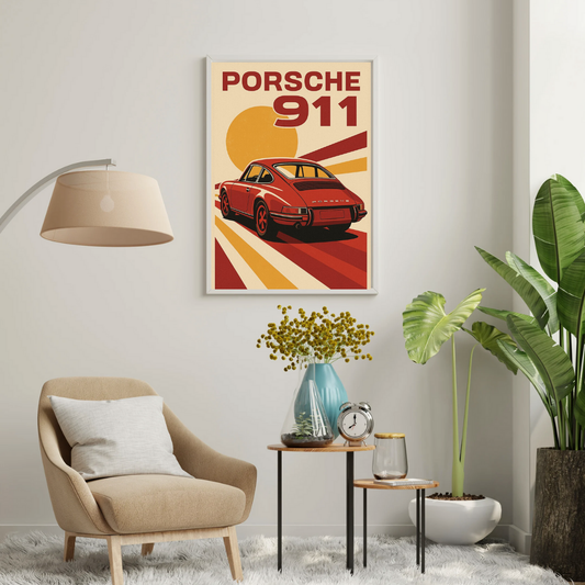 Retro 911 Speed Icon – Classic Sports Car Inspired Wall Poster | Chilekotha
