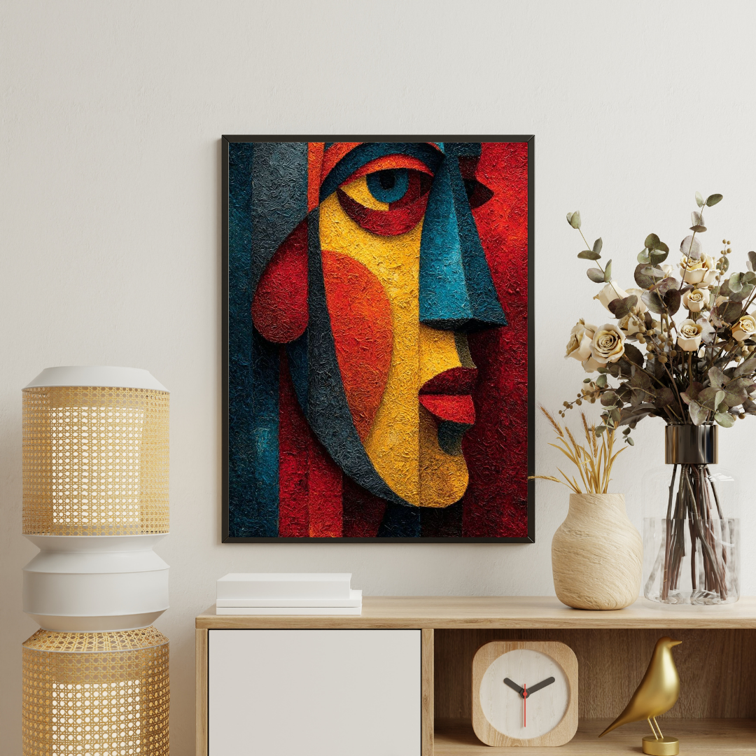 Fragments of Emotion | Modern Abstract Face Framed Art Poster