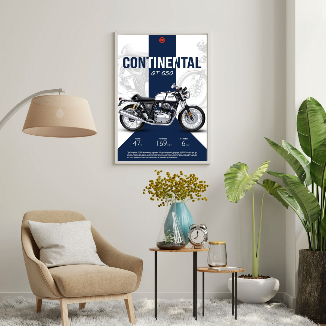 Royal Enfield Continental GT 650 Classic Café Racer Wall Poster | Vintage Performance Art by Chilekotha