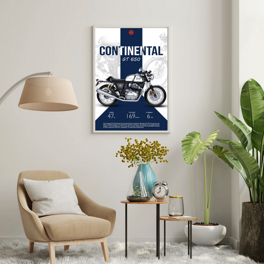 Royal Enfield Continental GT 650 Classic Café Racer Wall Poster | Vintage Performance Art by Chilekotha