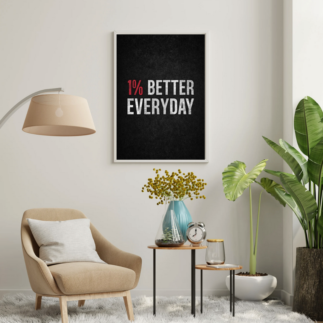 1% Better Everyday – Minimalist Motivation Typography Wall Poster | Chilekotha
