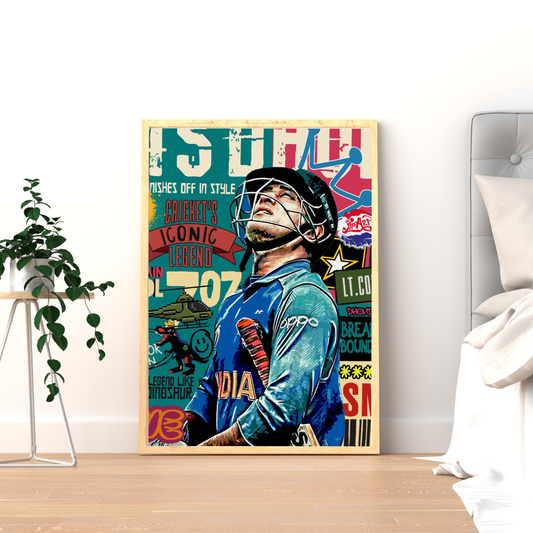 Cricket Icon Reimagined – Street Art Tribute Framed Poster