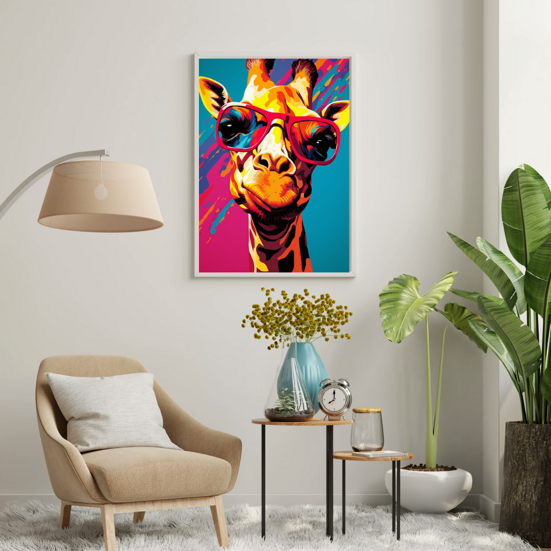 Cool Giraffe Pop Art Wall Poster – Bold Animal Art for Modern Spaces | Chilekotha
