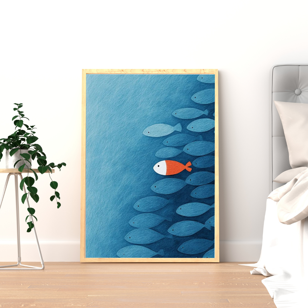 Swim Against the Current – Minimalist Concept Framed Poster