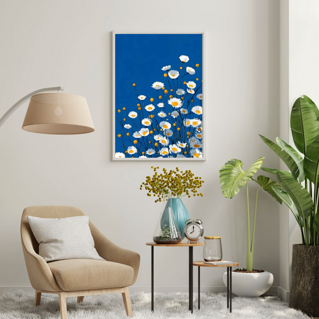 Blue Daisy Bloom – Floral Framed Poster | Chilekotha