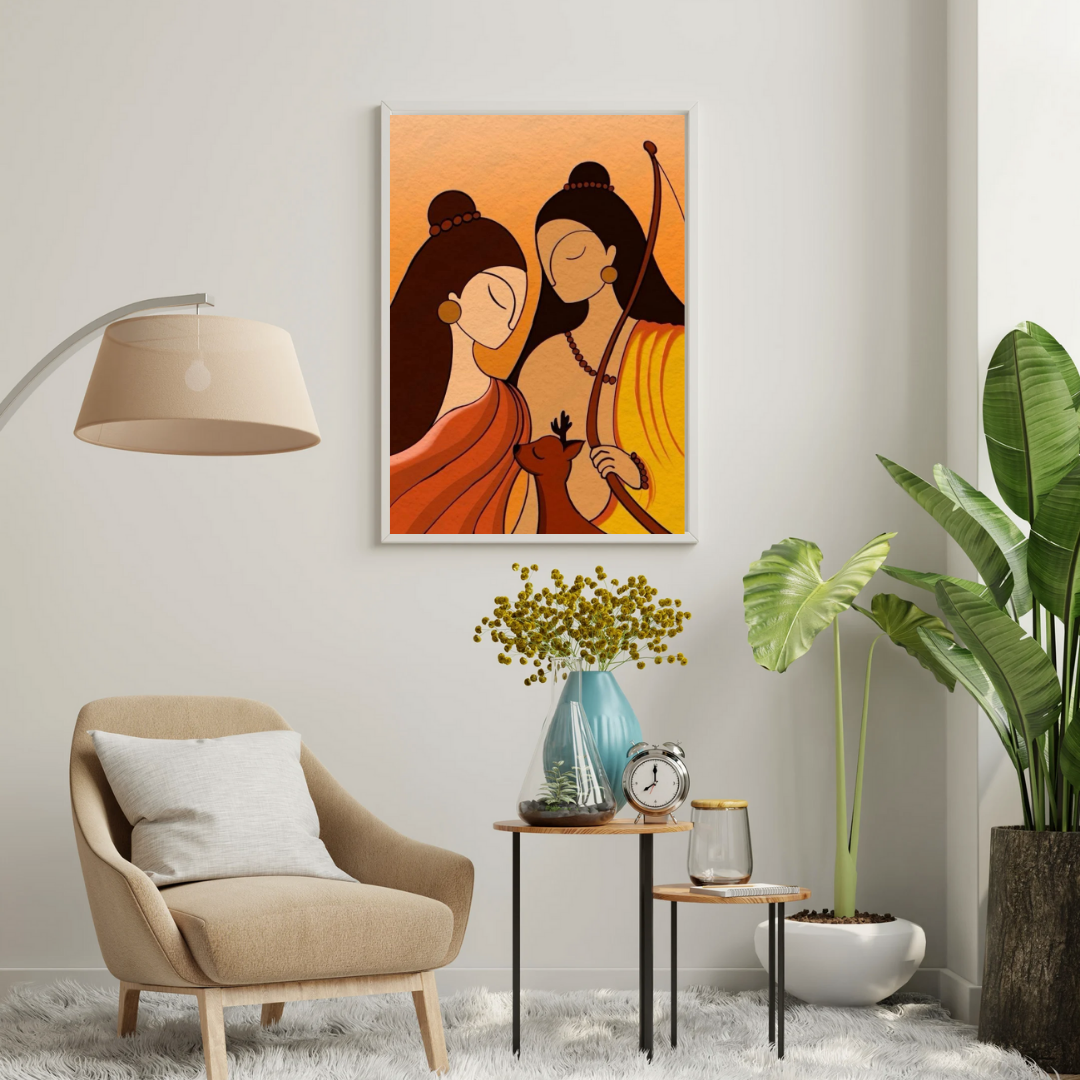 Sacred Togetherness – Ram Sita Minimalist Devotional Wall Poster | Chilekotha