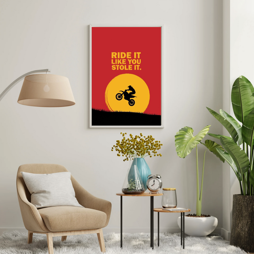 Ride It Like You Stole It – Bold Biker Quote Framed Poster | Chilekotha