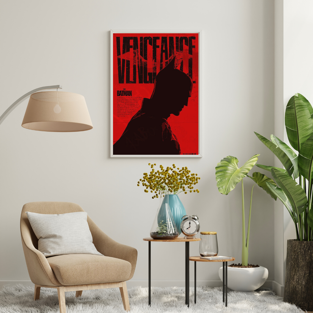 Vengeance Rises – Dark Vigilante Silhouette Wall Poster