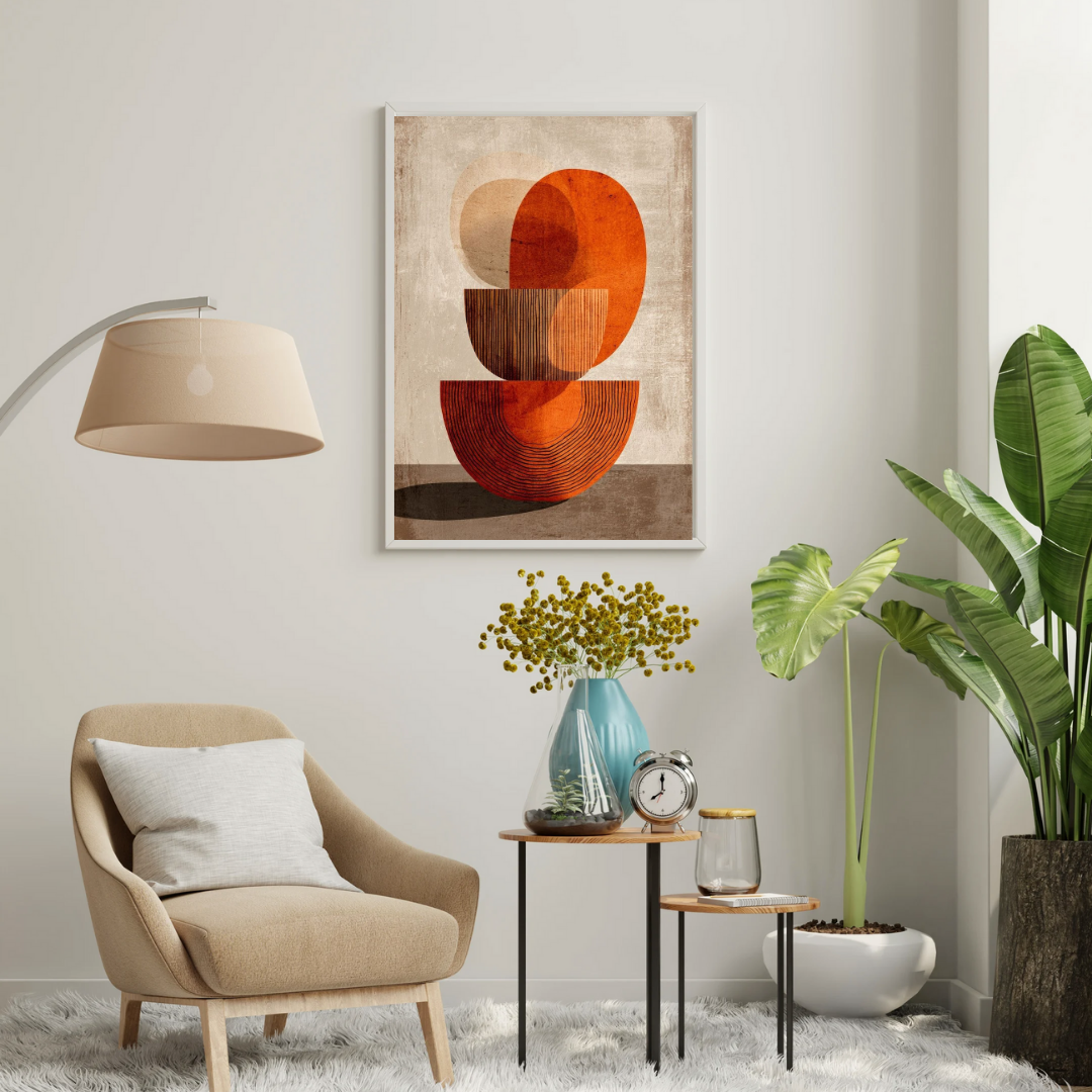 Terracotta Balance Abstract Wall Poster – Modern Geometric Minimal Art | Chilekotha