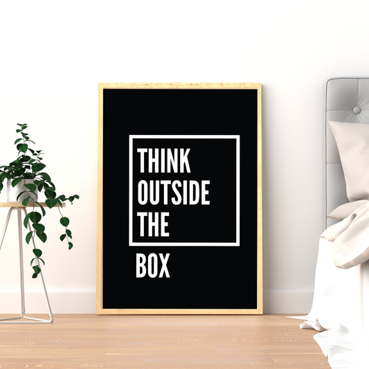 Think Outside the Box – Modern Minimal Typography Framed Poster