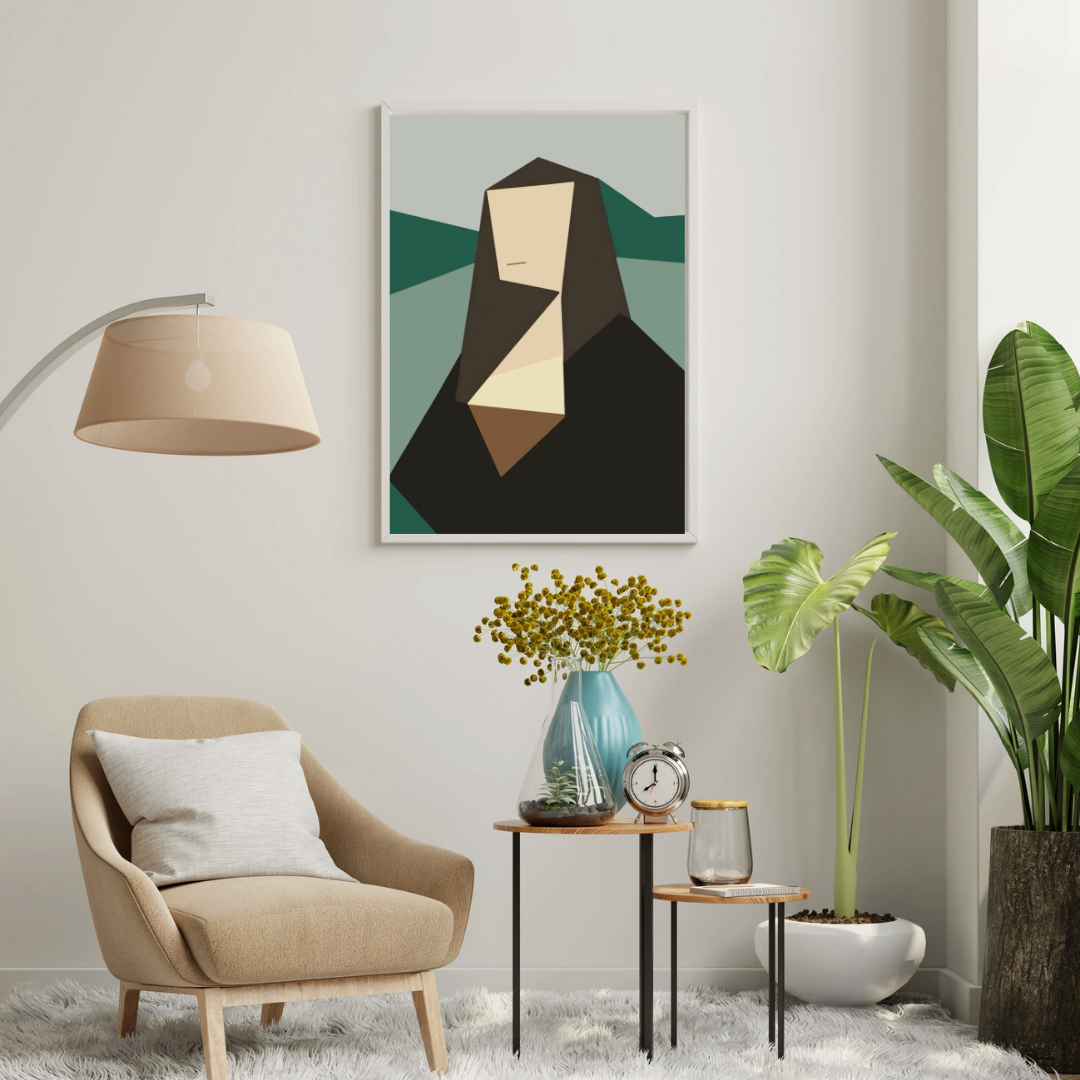 Abstract Mona – Modern Geometric Portrait Framed Poster | Chilekotha