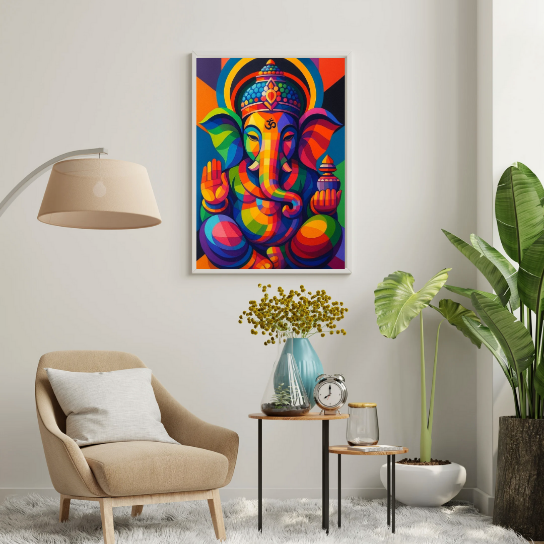 Divine Harmony Ganesha Wall Poster – Modern Spiritual Pop Art | Chilekotha