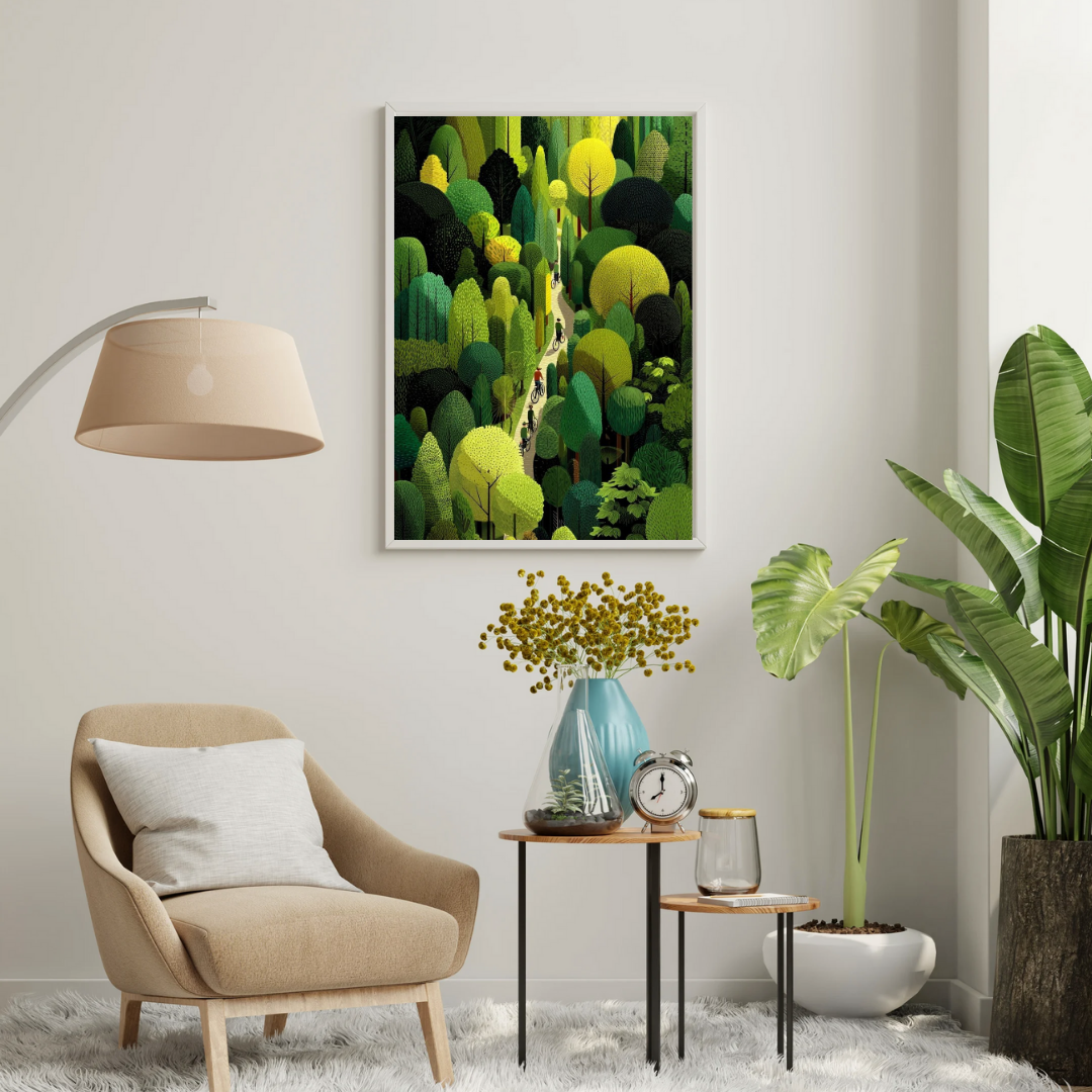 Verdant Passage Wall Poster | Lush Forest Journey Art Print by Chilekotha
