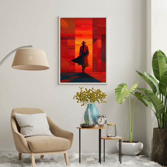 Crimson Wanderer – Abstract Noir Silhouette Framed Wall Poster | Chilekotha