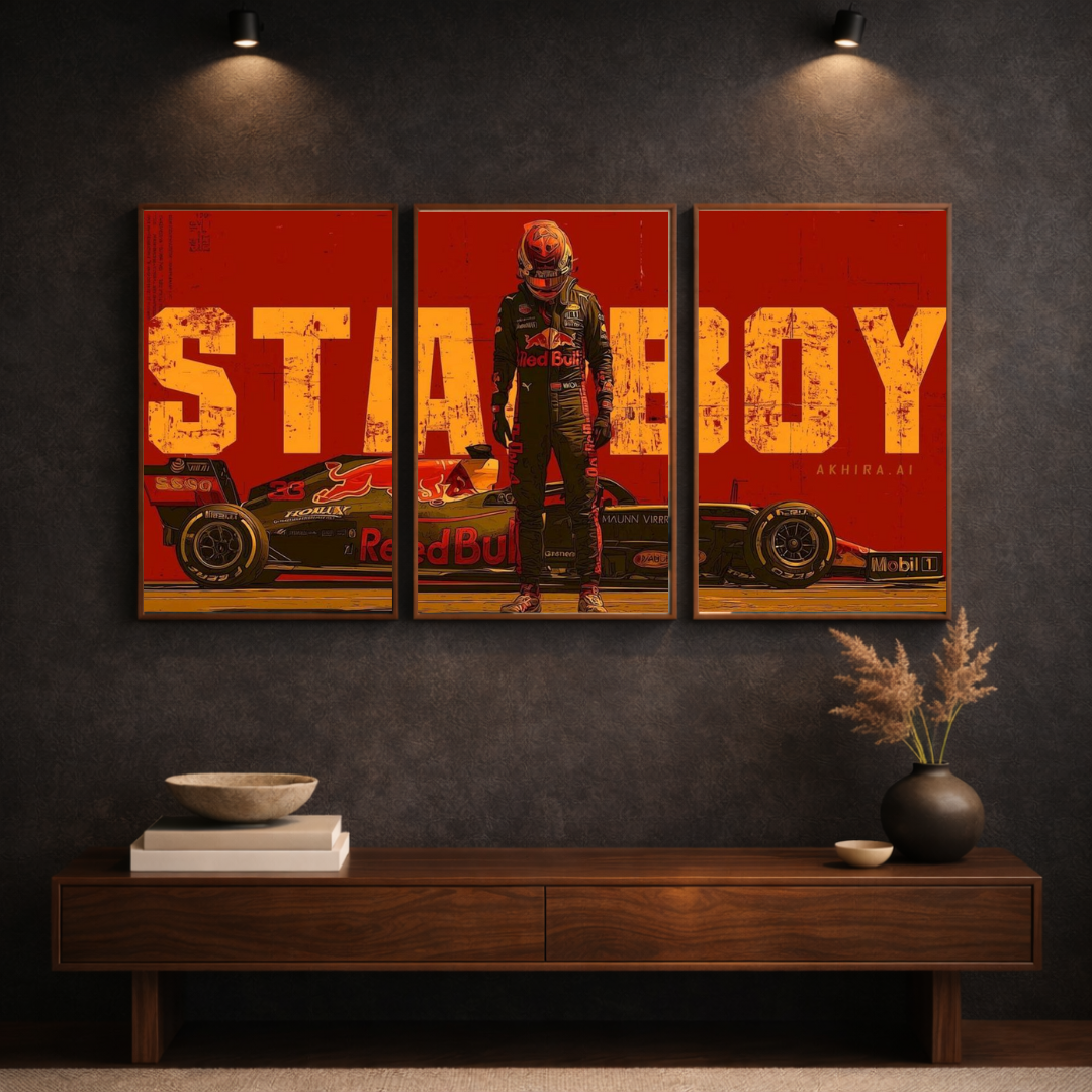Starboy Triptych Framed Poster Set – Motorsport Power Wall Art (3-Panel Combo)