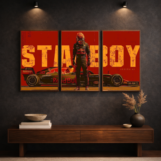Starboy Triptych Framed Poster Set – Motorsport Power Wall Art (3-Panel Combo)