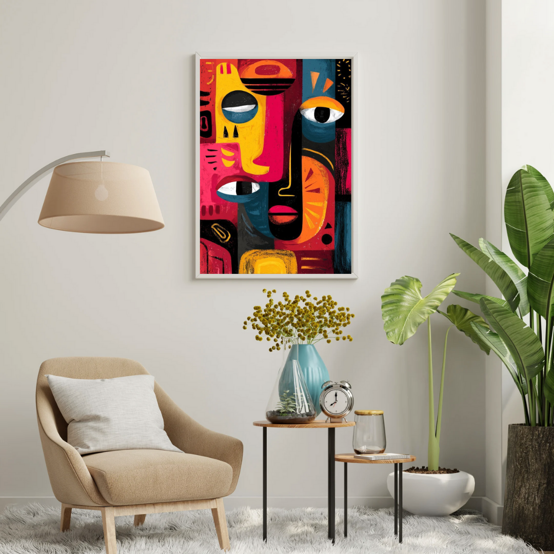 Fragments of Identity Wall Poster – Bold Abstract Face Art in Vibrant Colors | Chilekotha