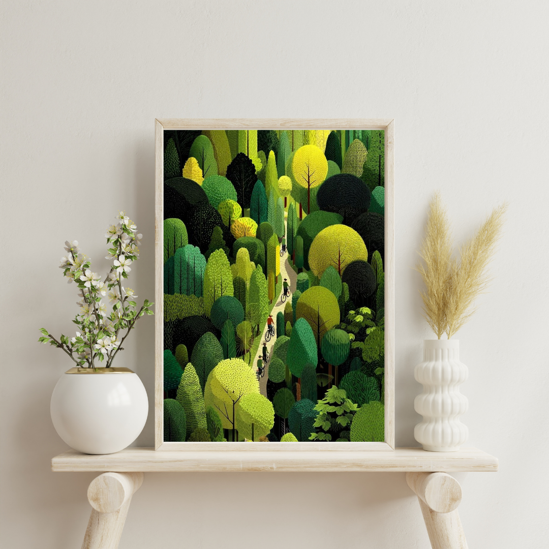 Verdant Passage Wall Poster | Lush Forest Journey Art Print by Chilekotha