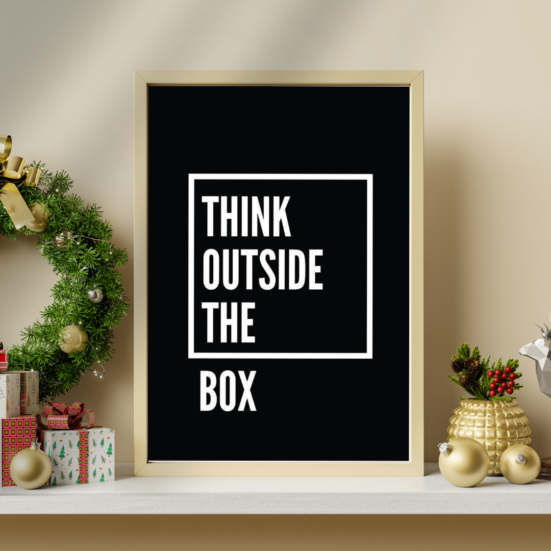 Think Outside the Box – Modern Minimal Typography Framed Poster