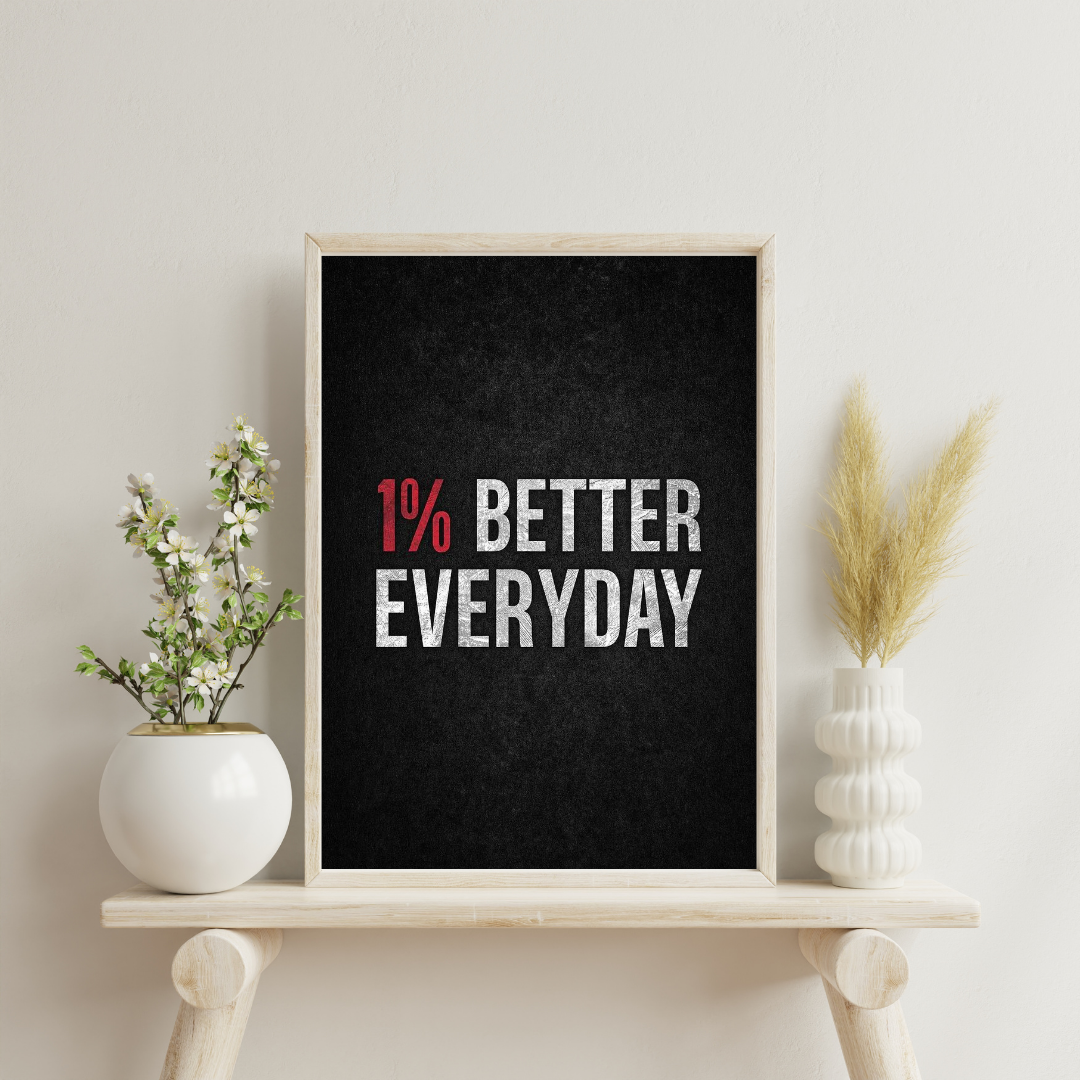 1% Better Everyday – Minimalist Motivation Typography Wall Poster | Chilekotha
