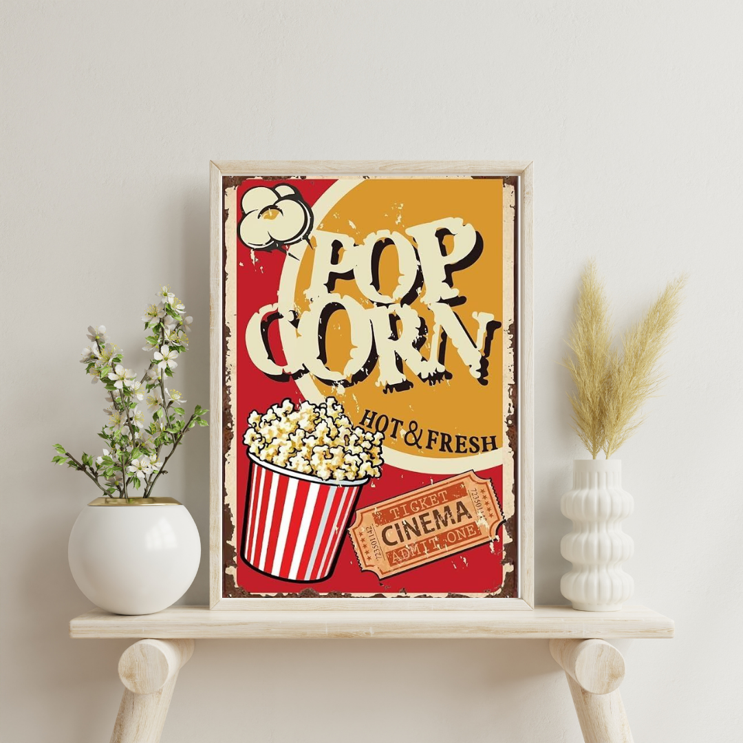 Popcorn Nights – Retro Cinema Wall Poster