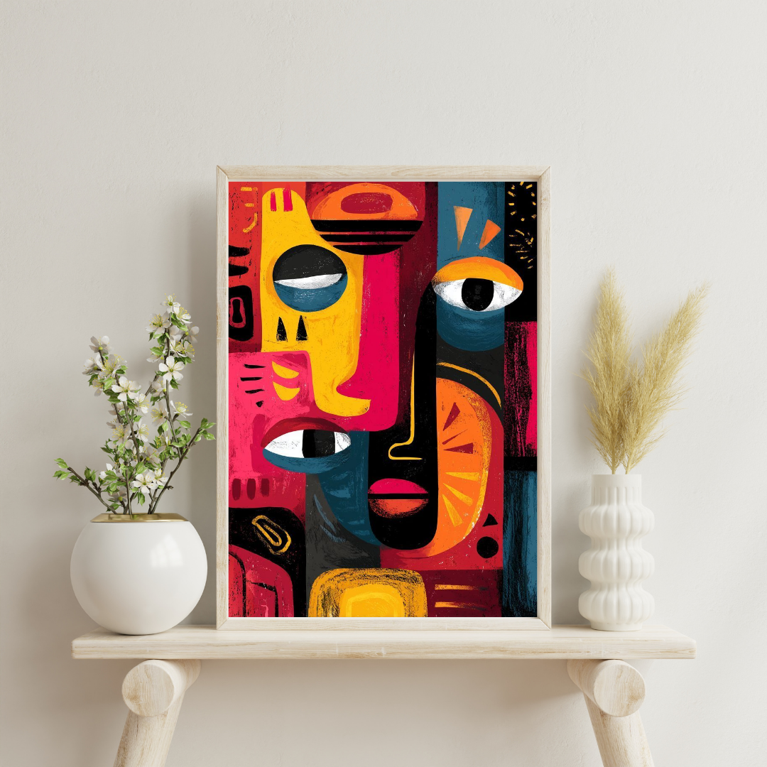 Fragments of Identity Wall Poster – Bold Abstract Face Art in Vibrant Colors | Chilekotha