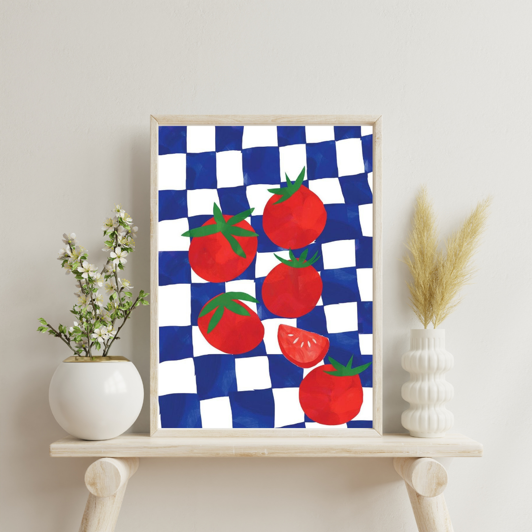 Tomato Check – Modern Kitchen Art Framed Poster | Chilekotha