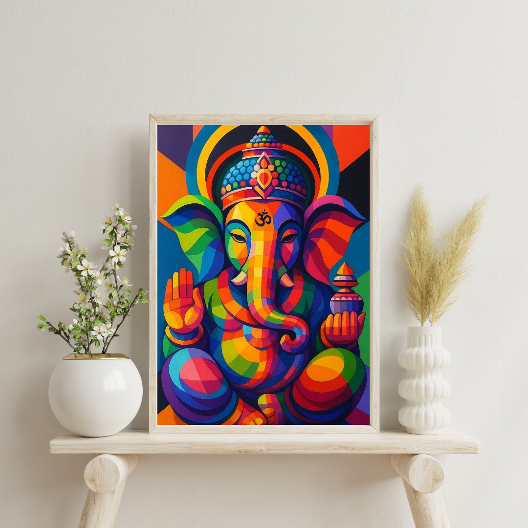 Divine Harmony Ganesha Wall Poster – Modern Spiritual Pop Art | Chilekotha