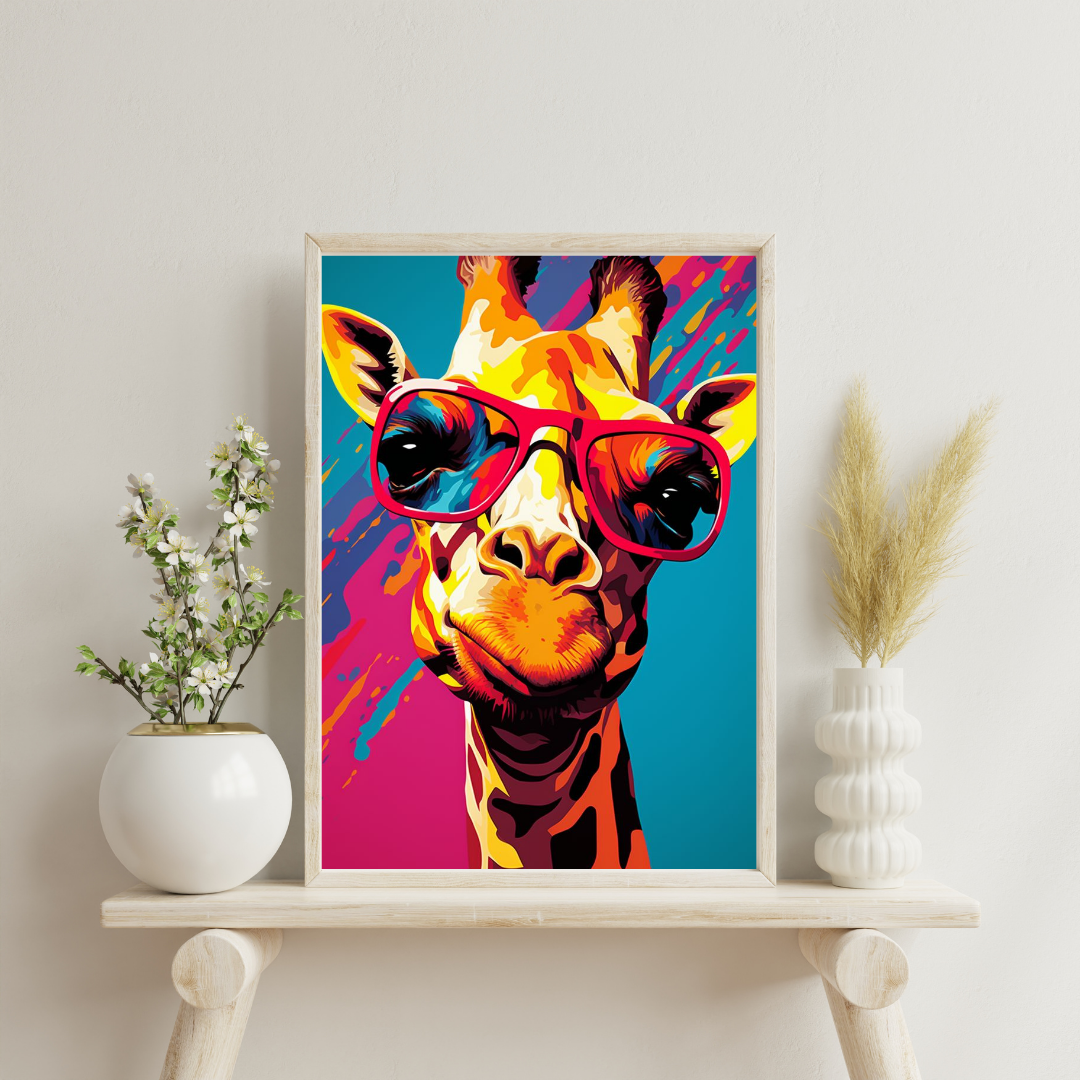 Cool Giraffe Pop Art Wall Poster – Bold Animal Art for Modern Spaces | Chilekotha
