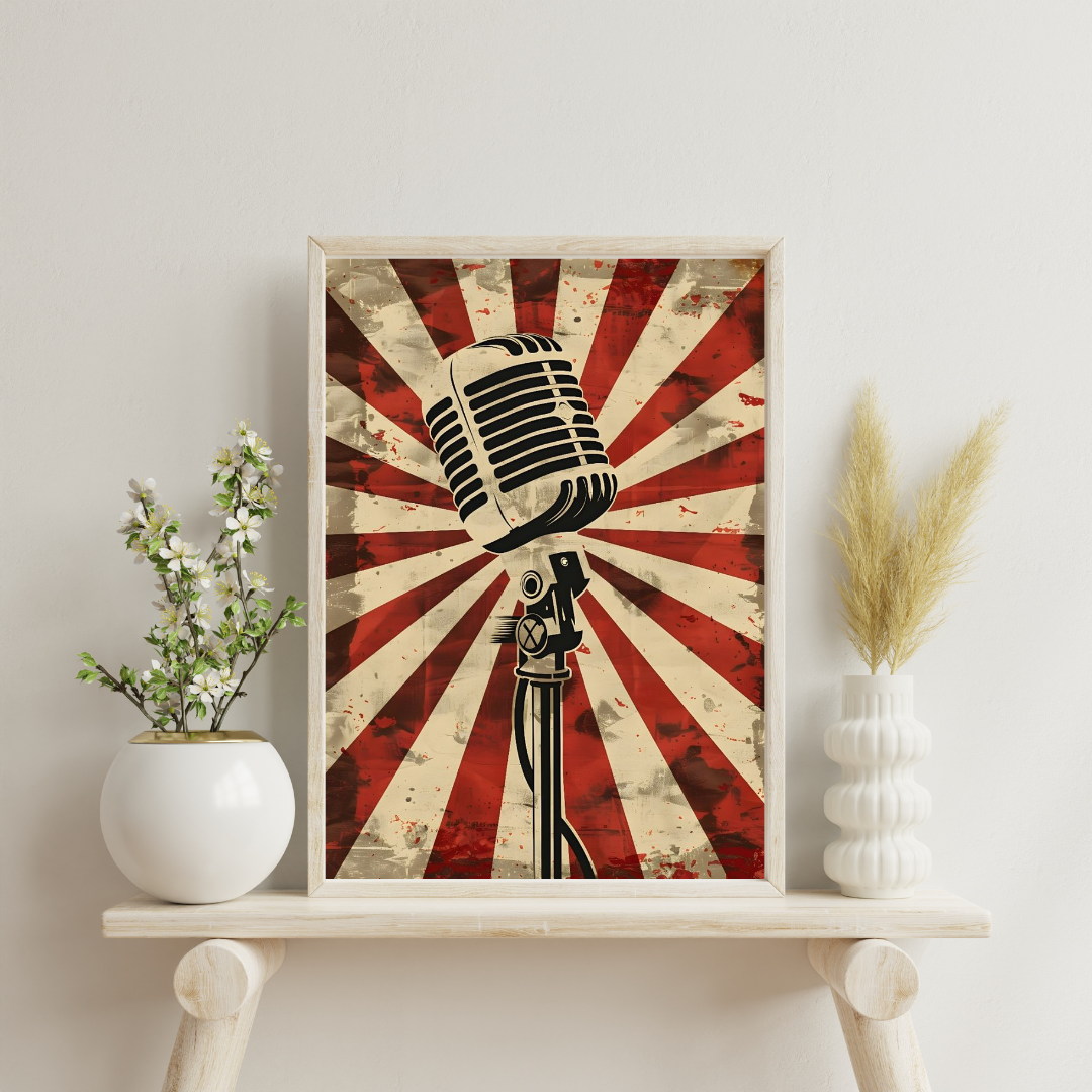 Voice of Vintage – Retro Microphone Art Wall Poster | Chilekotha