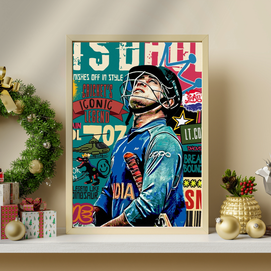Cricket Icon Reimagined – Street Art Tribute Framed Poster