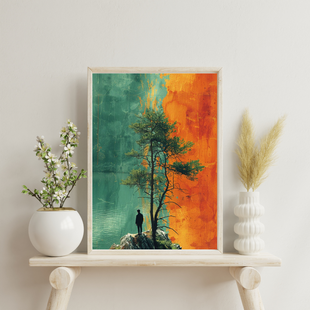 Between Silence & Fire – Contemporary Nature Art Framed Poster | Chilekotha