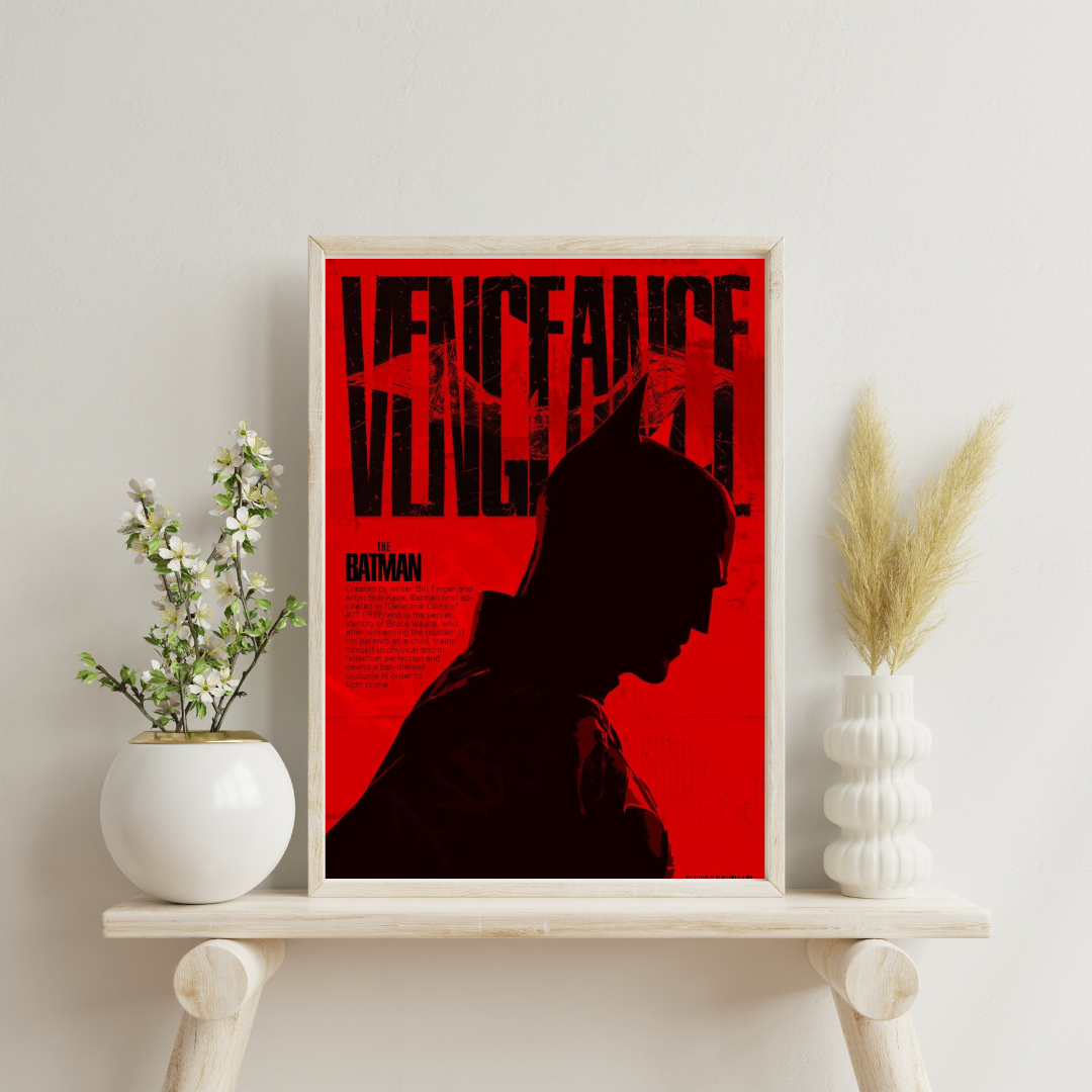 Vengeance Rises – Dark Vigilante Silhouette Wall Poster