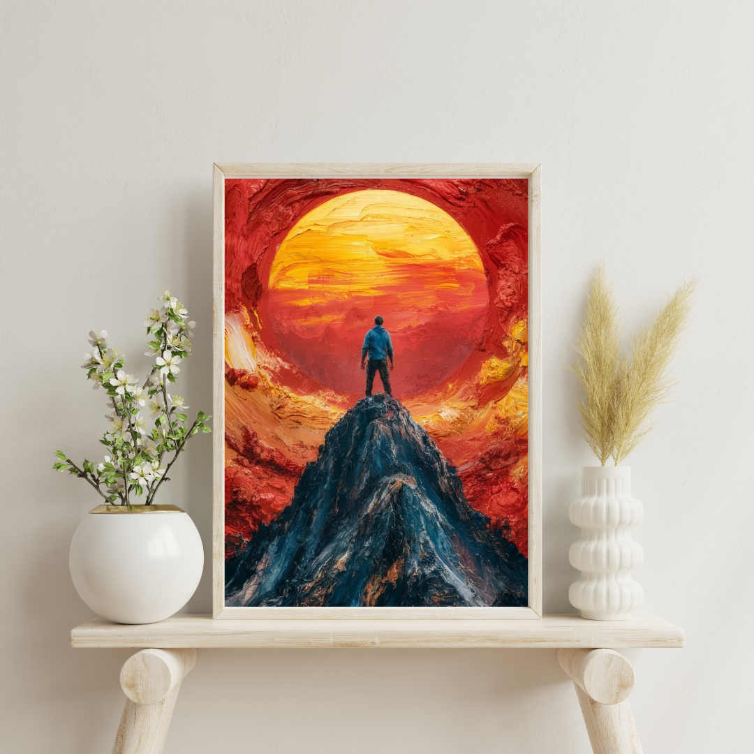 At the Edge of the Sun – Bold Abstract Landscape Framed Poster | Chilekotha