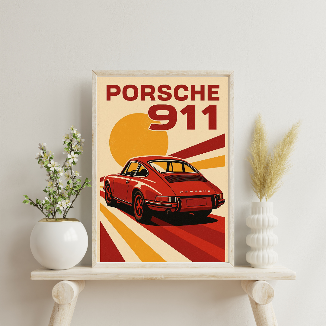 Retro 911 Speed Icon – Classic Sports Car Inspired Wall Poster | Chilekotha