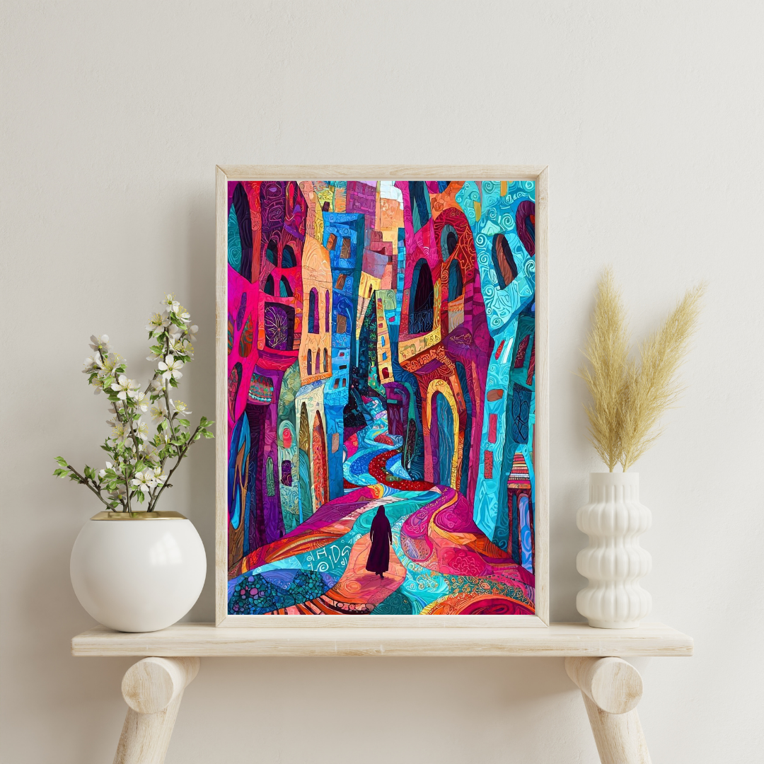 Chromatic Alley – Abstract Cityscape Framed Wall Poster | Chilekotha