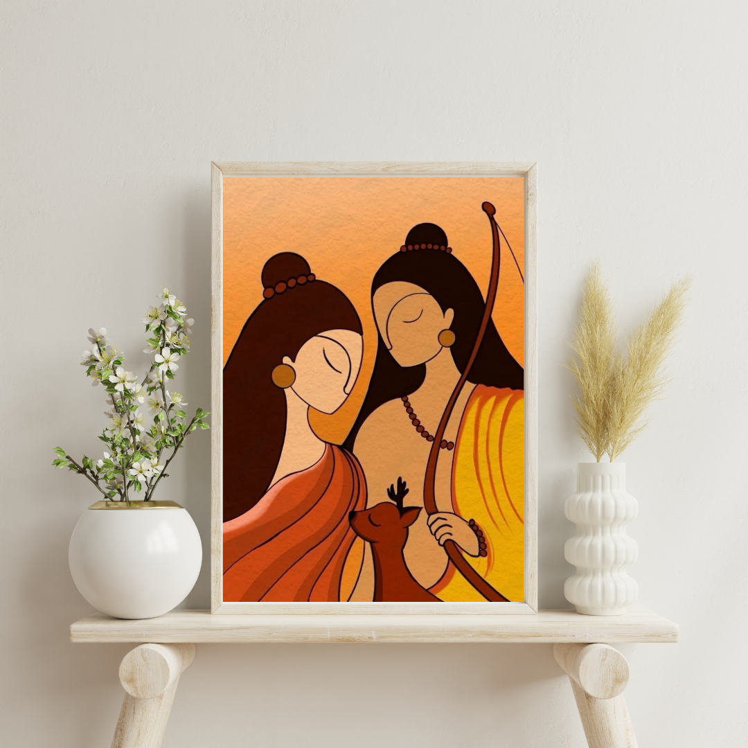 Sacred Togetherness – Ram Sita Minimalist Devotional Wall Poster | Chilekotha