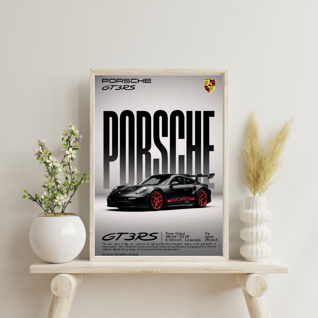 Porsche GT3 RS Performance Wall Poster | Iconic Supercar Art Print by Chilekotha