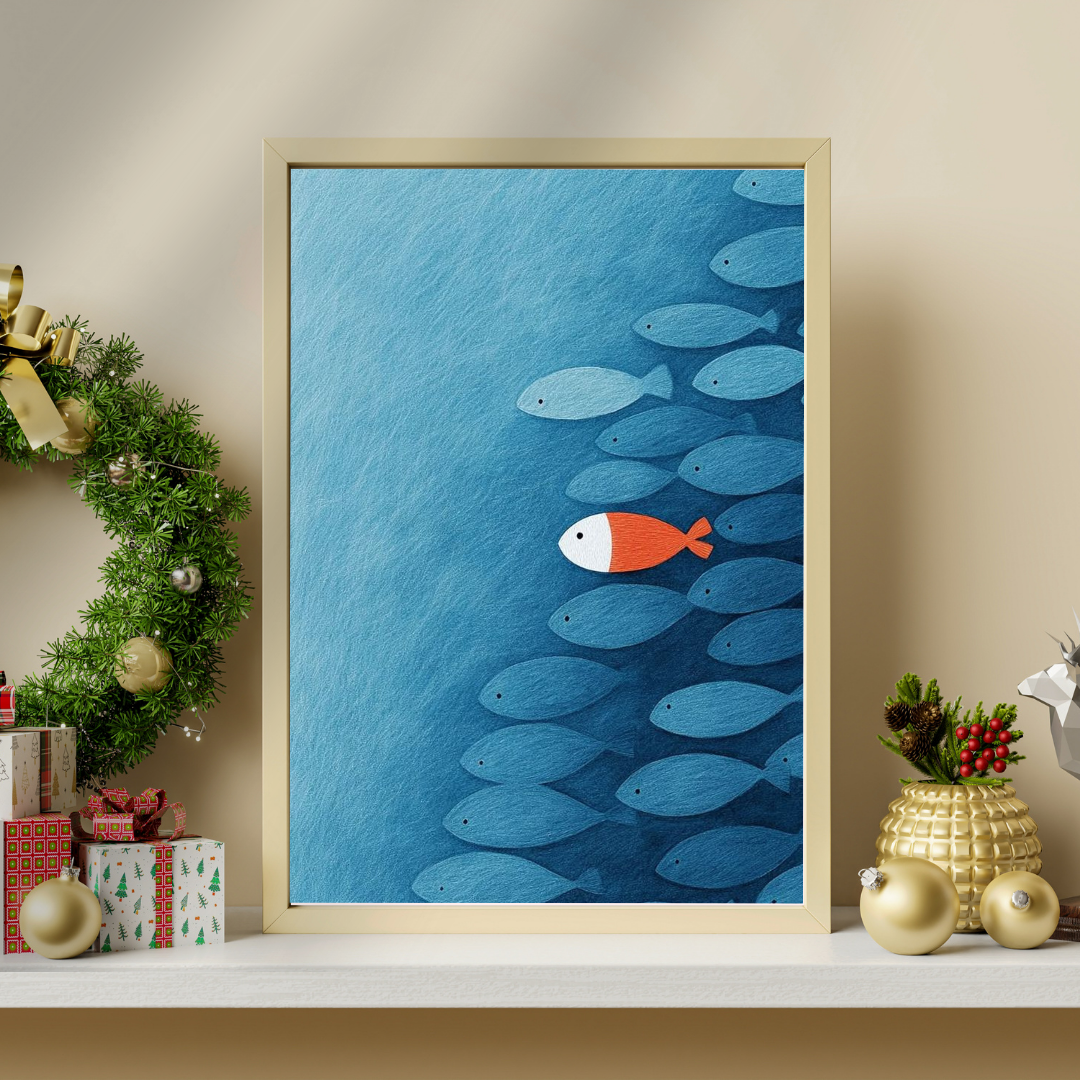 Swim Against the Current – Minimalist Concept Framed Poster