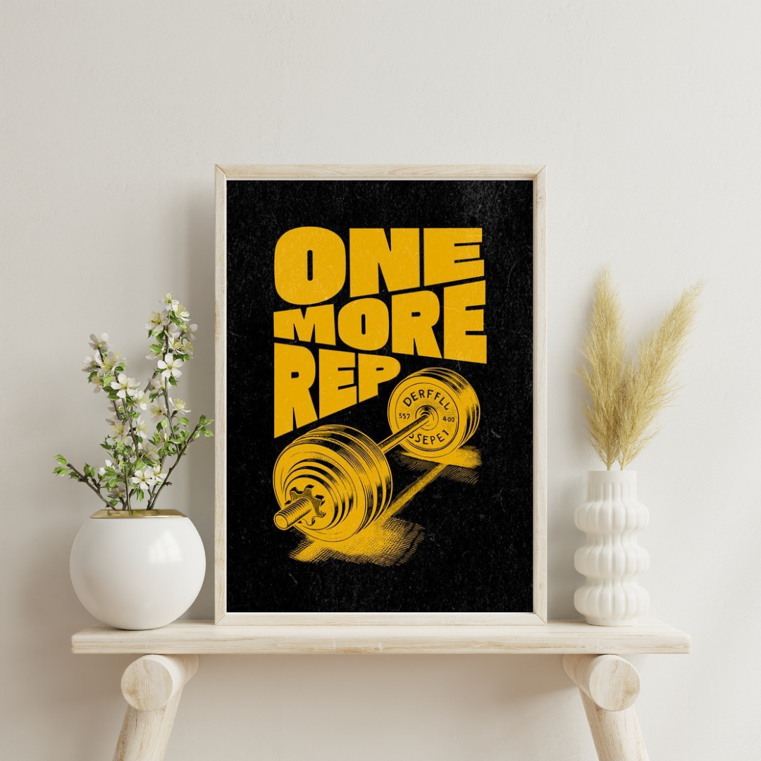 One More Rep – Bold Gym Motivation Wall Poster for Fitness & Strength | Chilekotha