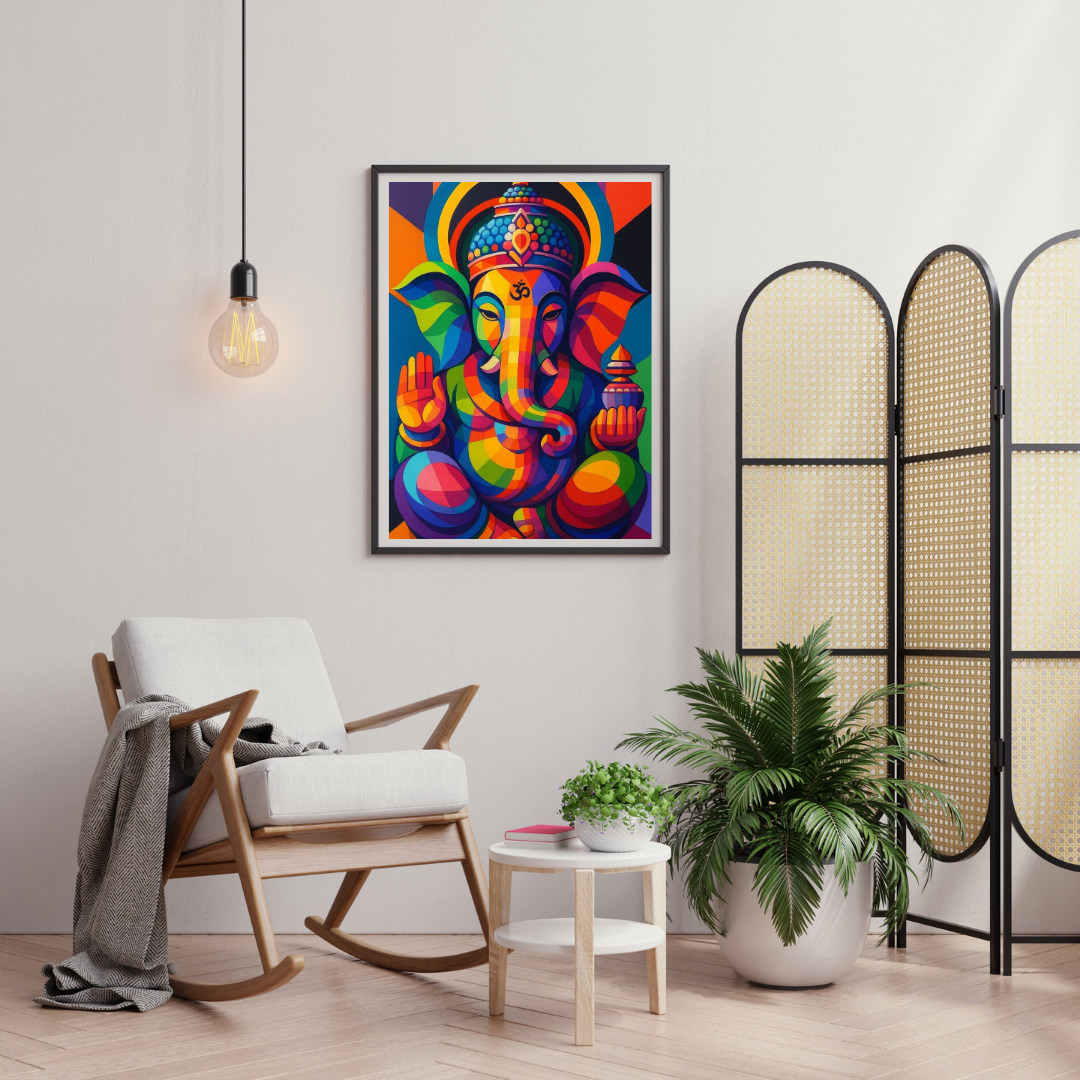 Divine Harmony Ganesha Wall Poster – Modern Spiritual Pop Art | Chilekotha