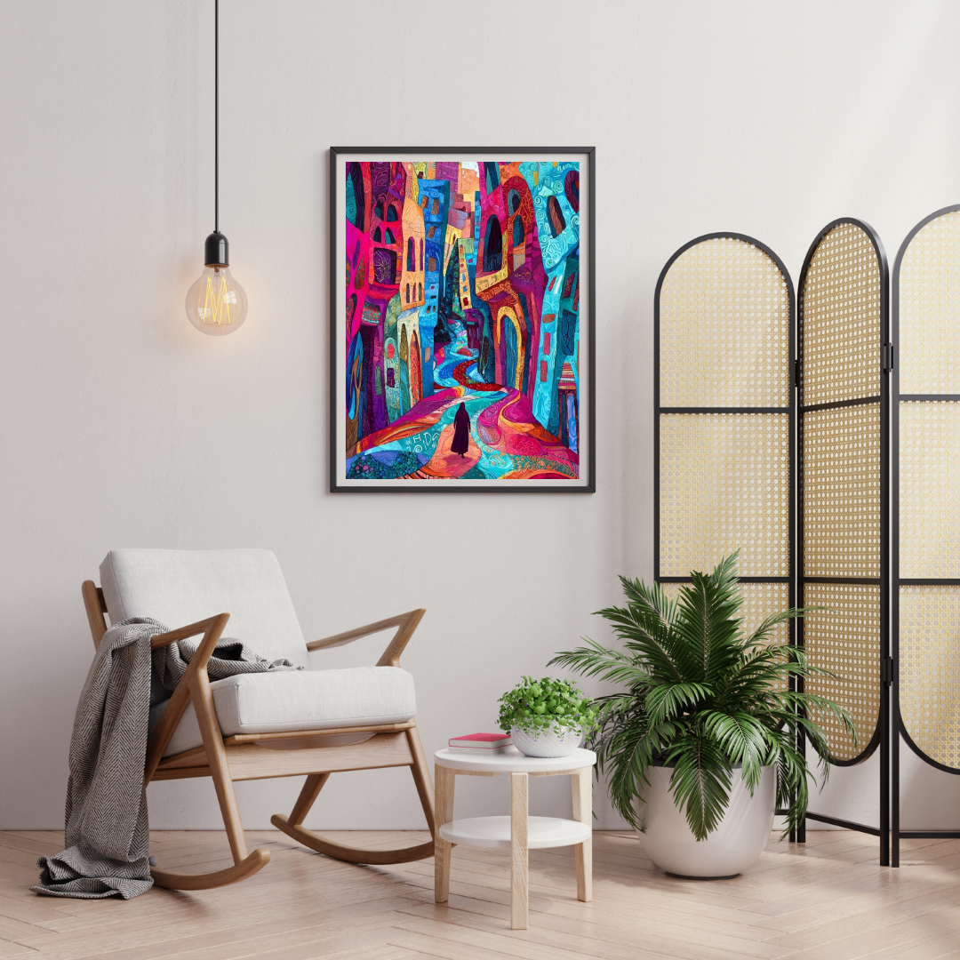 Chromatic Alley – Abstract Cityscape Framed Wall Poster | Chilekotha