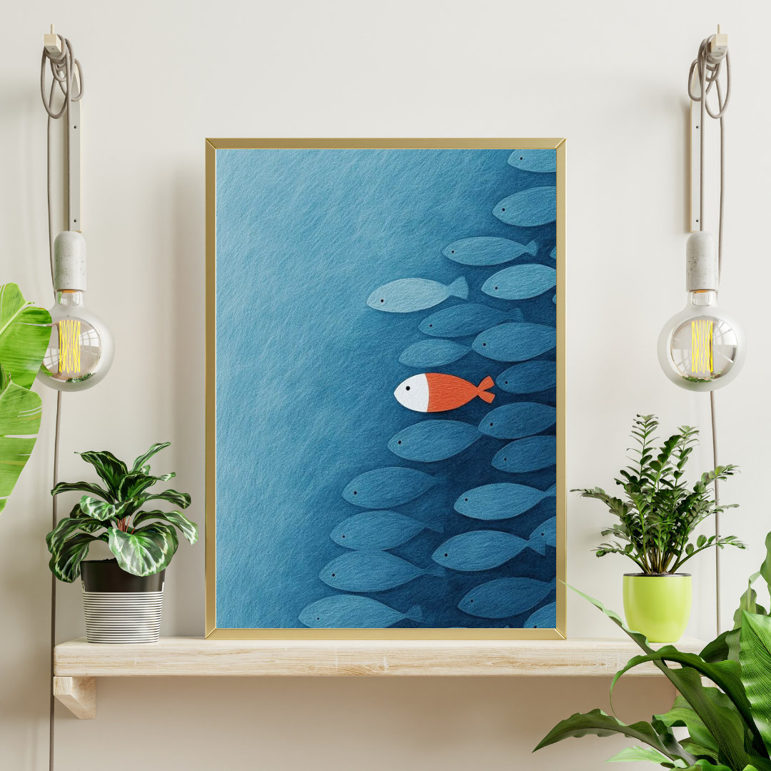 Swim Against the Current – Minimalist Concept Framed Poster