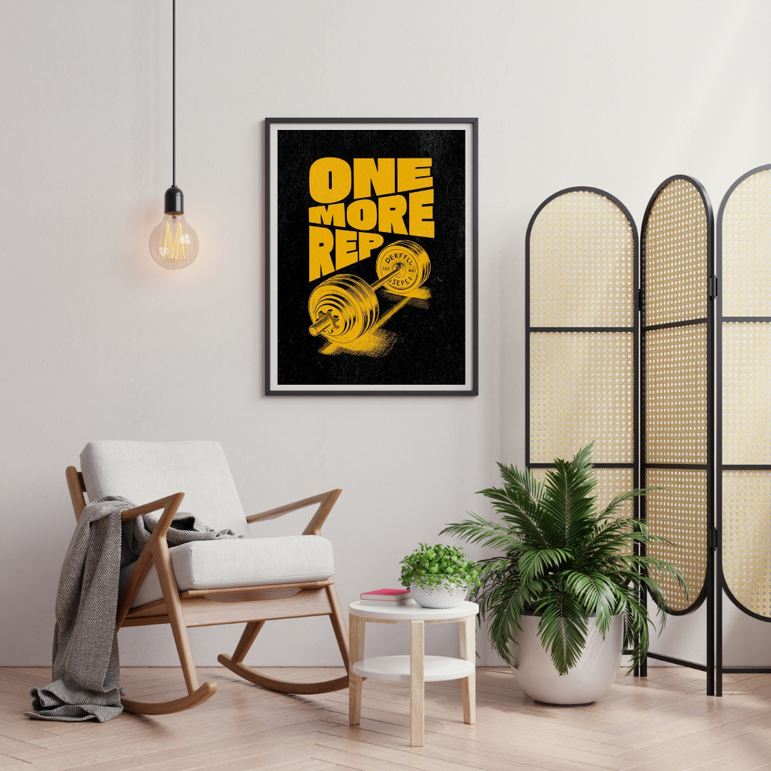 One More Rep – Bold Gym Motivation Wall Poster for Fitness & Strength | Chilekotha