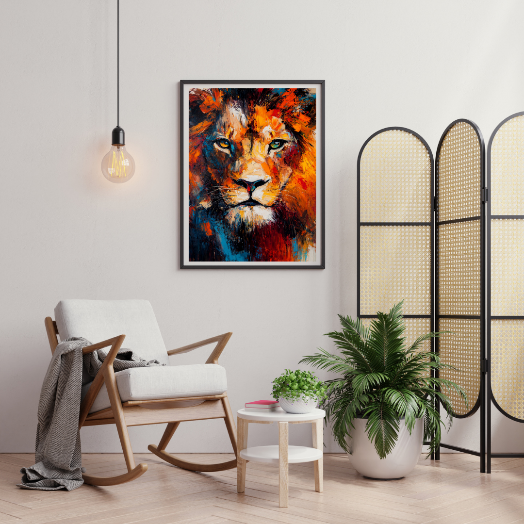 Majestic Lion – Abstract Expression Framed Wall Poster | Chilekotha