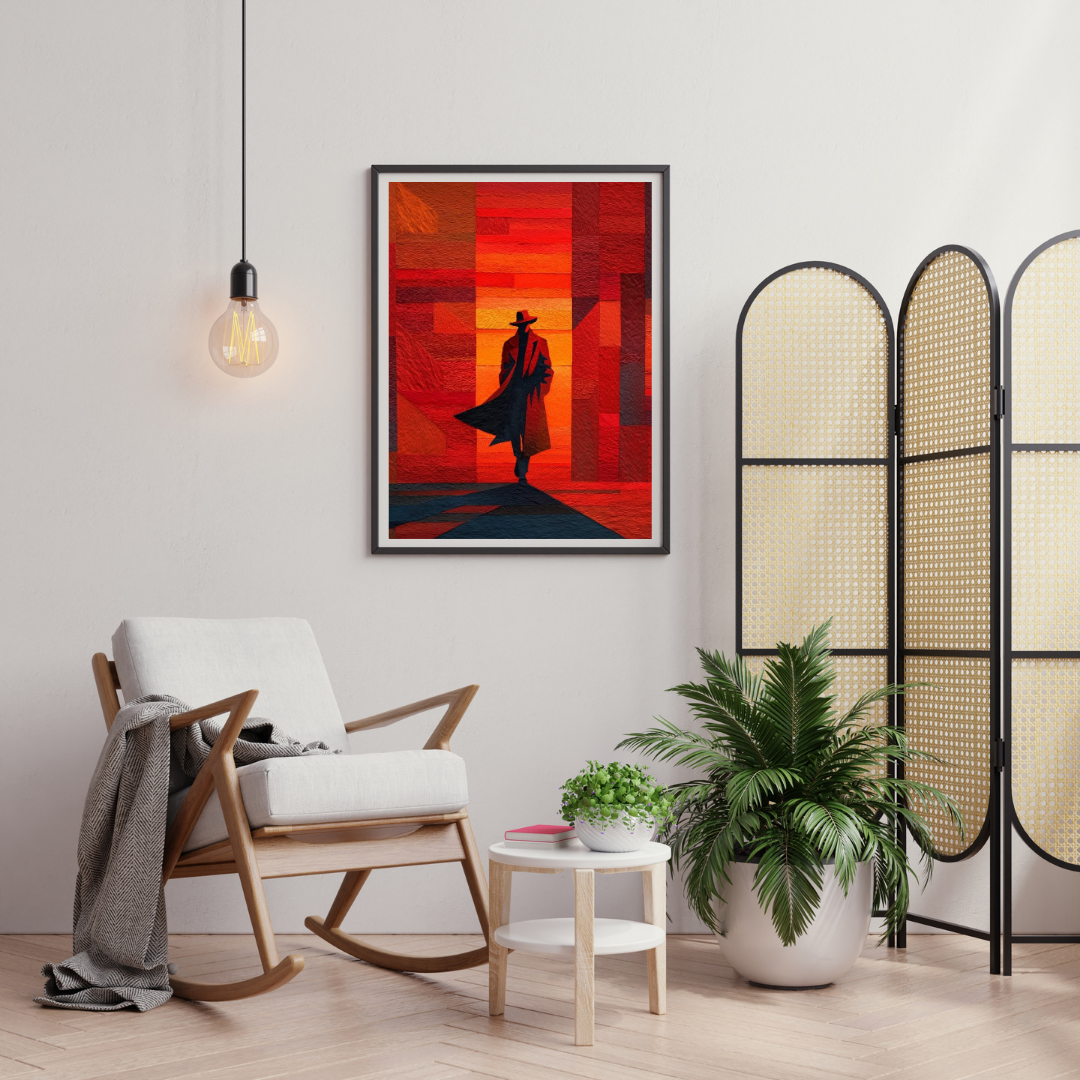 Crimson Wanderer – Abstract Noir Silhouette Framed Wall Poster | Chilekotha
