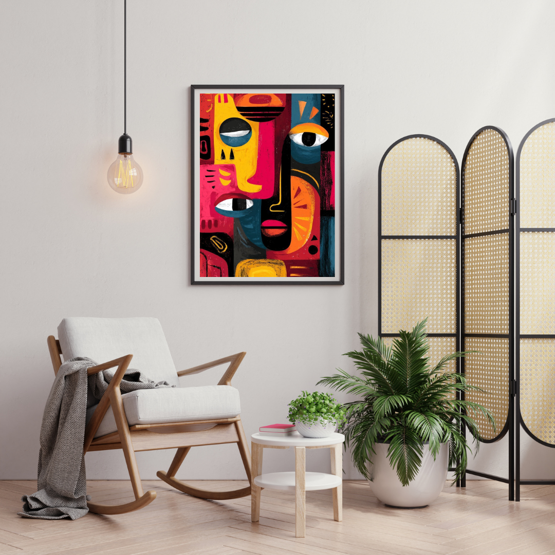 Fragments of Identity Wall Poster – Bold Abstract Face Art in Vibrant Colors | Chilekotha