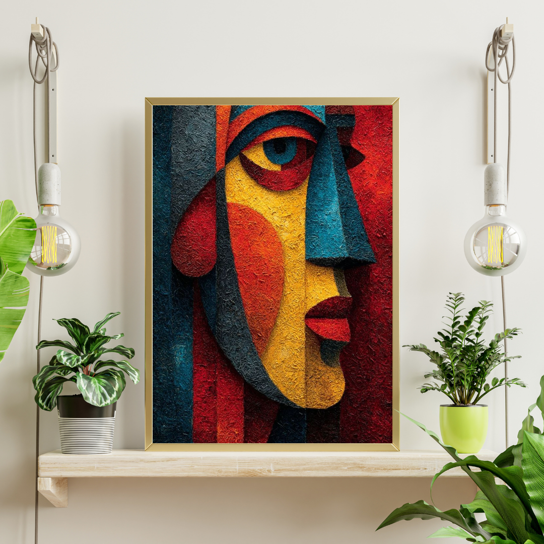 Fragments of Emotion | Modern Abstract Face Framed Art Poster
