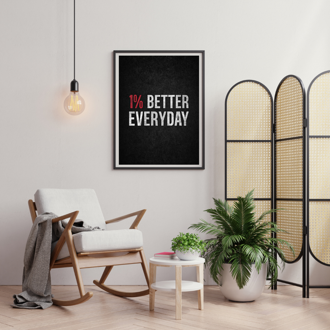 1% Better Everyday – Minimalist Motivation Typography Wall Poster | Chilekotha