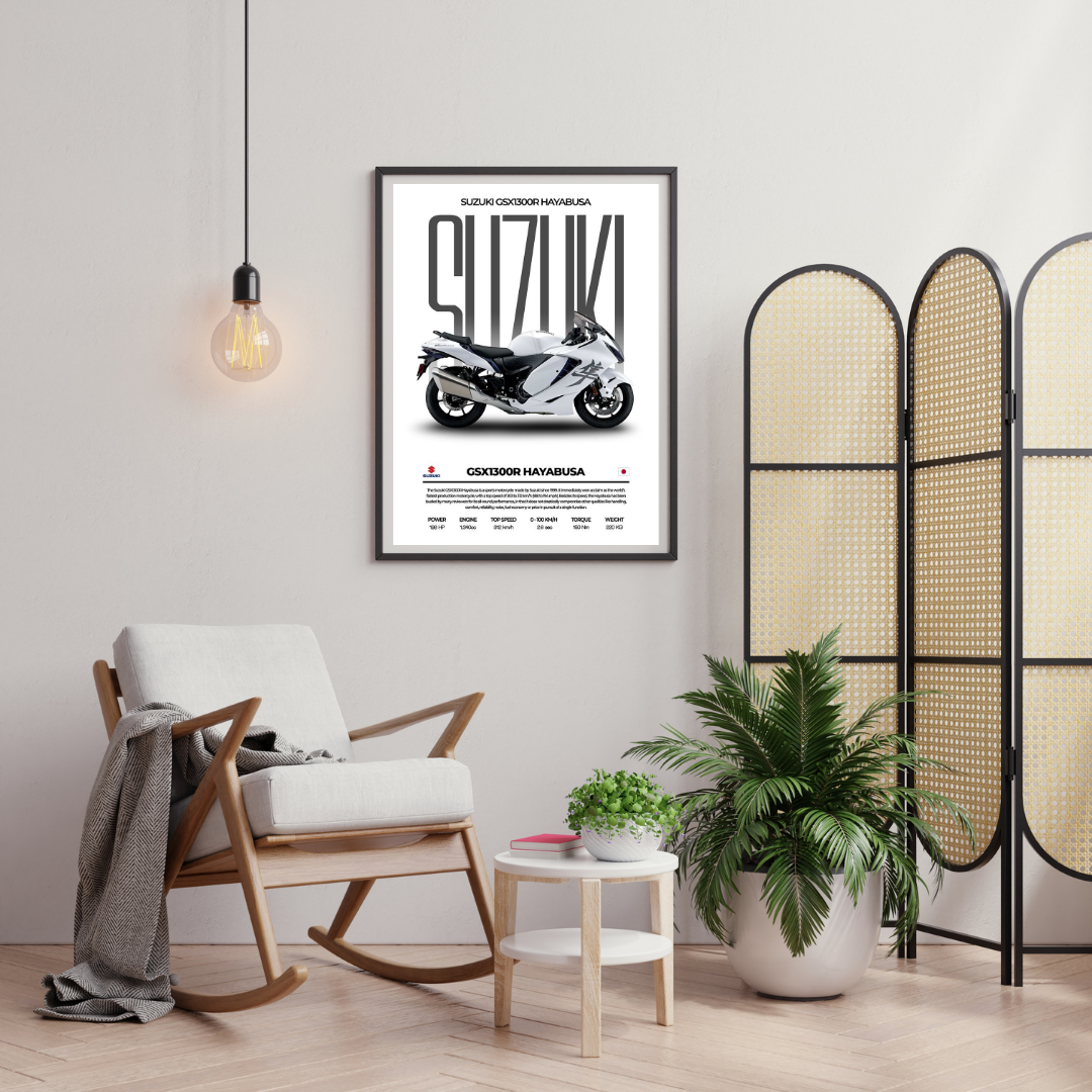 Suzuki GSX1300R Hayabusa Iconic Superbikes Wall Poster | Speed & Engineering Art by Chilekotha